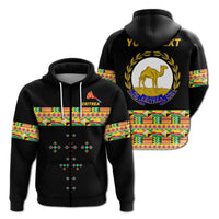 Schwarzer Zip-Hoodie mit Eritrea-Muster, vorn und hinten bedruckt