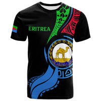 Black Eritrea pride T-shirt with large front graphic, country name and emblem
