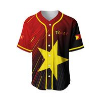 Tigray baseball jersey with yellow trim, button front, red and black pattern