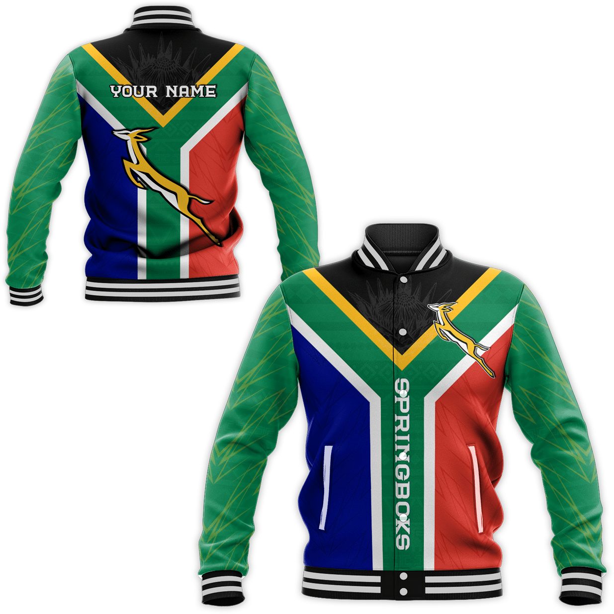 (Custom Personalised) Springboks Passion Baseball Jacket South Africa Rugby LT13 - Wonder Print Shop