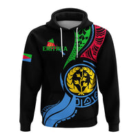 Black pullover hoodie with Eritrea flag map graphic, drawstring hood, large front print