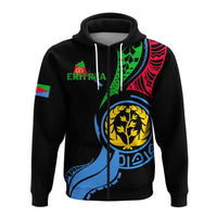 Black zip hoodie, Eritrea flag map design across chest and sleeves, front view
