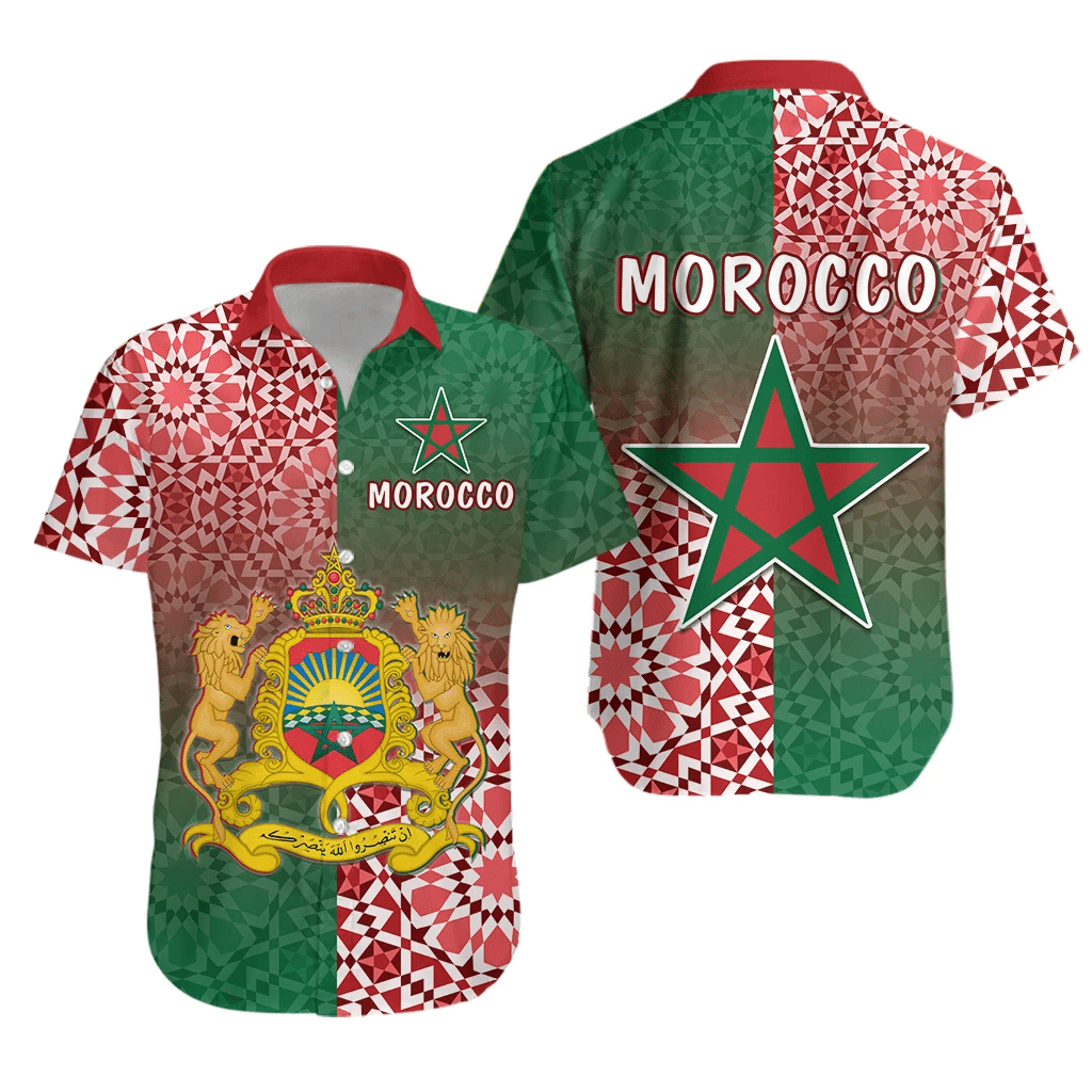 Morocco Pattern Hawaiian Shirt Coat Of Arms LT13 - Wonder Print Shop