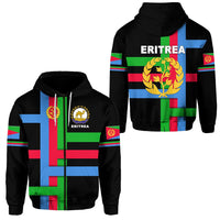 Black zip hoodie set with Eritrea flag graphics; front and back views with crest