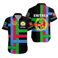 Unisex black Eritrea Hawaiian shirt, front buttoned + bold back graphic