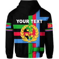 Black pullover hoodie with 'YOUR TEXT' and large gold Eritrea emblem graphic