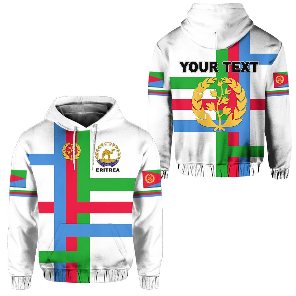 Weißer Hoodie mit Eritrea-Flagge und ERITREA-Emblem vorn