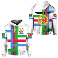 Weißer Hoodie mit Eritrea-Flagge und ERITREA-Emblem vorn