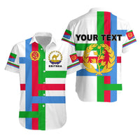 Customisierte Eritrea-Hawaiihemd (weiß) mit farbenfrohem Flaggen-Design und Kragen