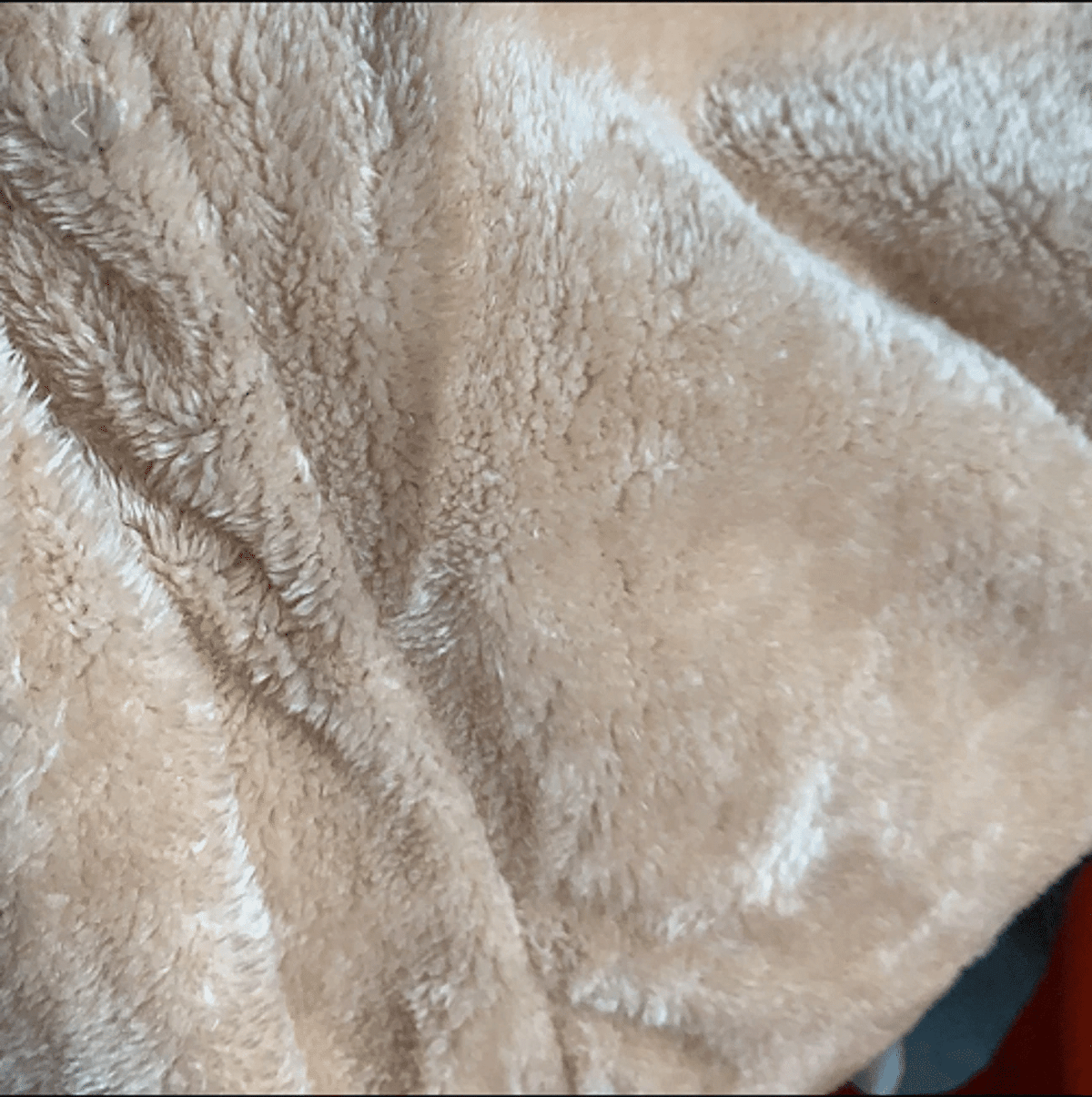 Light beige plush fabric texture from inside hooded coat