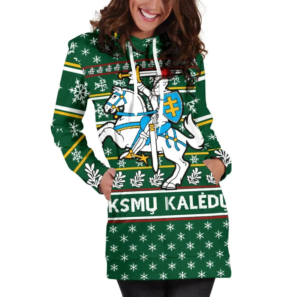 lithuania-christmas-hoodie-dress-green