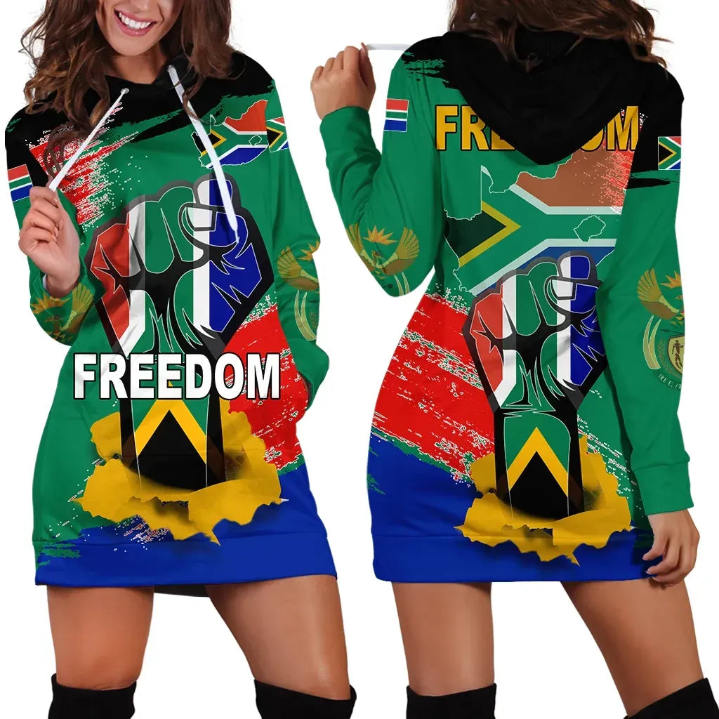 South Africa Freedom Hoodie Dress RLT8 - Wonder Print Shop