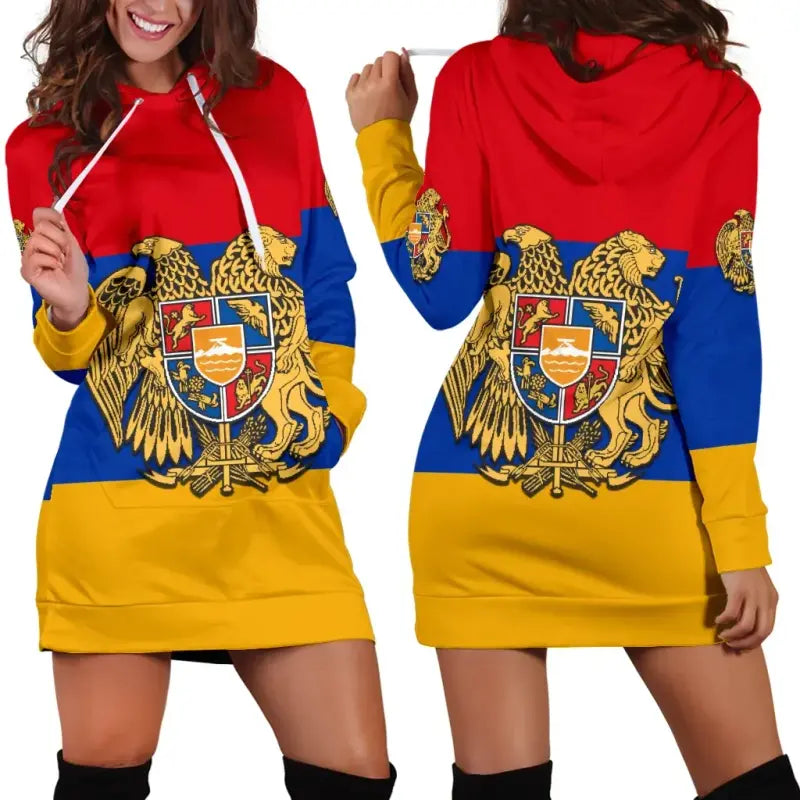 Coat Of Arms Armenia Women Hoodie Dress Flag Pattern RLT8 - Wonder Print Shop