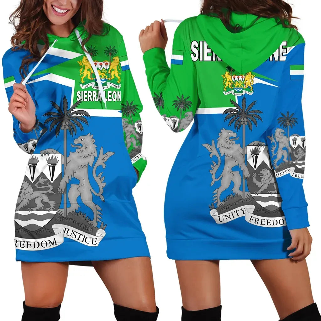 Sierra Leone Hoodie Dress Coat Of Arms New Style RLT7 - Wonder Print Shop