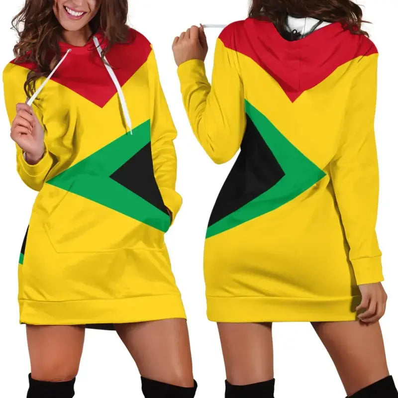 Guyana Hoodie Dress Babarian (Yellow) RLT8 - Wonder Print Shop