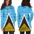 Saint Lucia Flag Hoodie Dress Triangle Cerulean Blue RLT6 - Wonder Print Shop