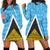 Saint Lucia Flag Hoodie Dress Triangle Cerulean Blue RLT6 - Wonder Print Shop