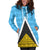 Saint Lucia Flag Hoodie Dress Triangle Cerulean Blue RLT6 - Wonder Print Shop