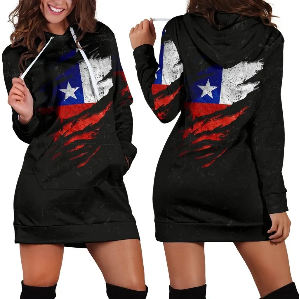 Chile in Me Women's Hoodie Dress - Special Grunge Style RLT7 - Wonder Print Shop