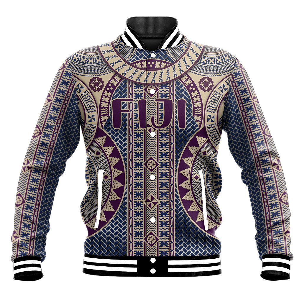 Wonder Print Shop Jacket - Fiji Circle Tapa Fala Masi Baseball Jacket LT10 - Wonder Print Shop