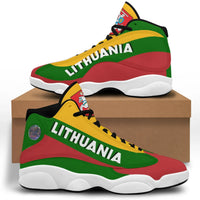 Lithuania flag high-top sneakers with green, red, yellow panels and white midsole