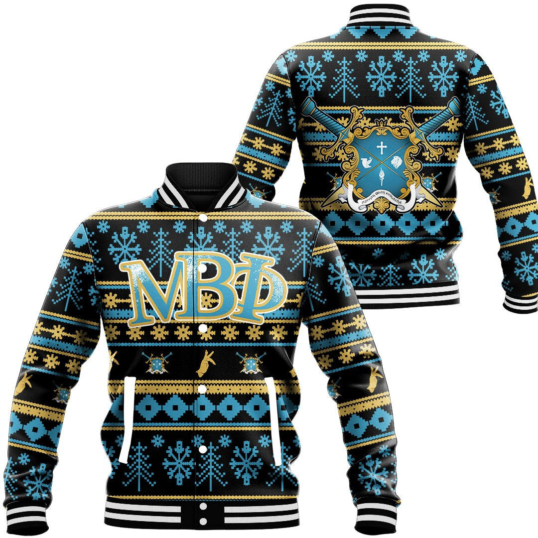 Wonder Print Shop Jacket - Mu Beta Phi Letter Christmas Baseball Jacket LT10 - Wonder Print Shop