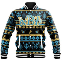 Black jacket with large MBP varsity letters, drawstring hood, and striped rib trim