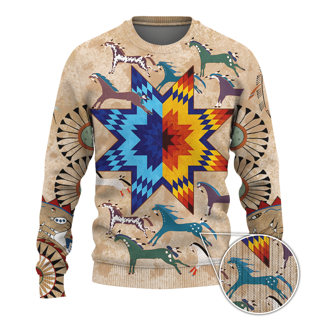 native-american-indian-horse-with-native-star-ledger-art-customized-3d-all-over-printed-sweater