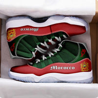Morocco sneakers in box, white laces, green mesh with red toe and side