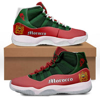 Morocco sneakers: green/red upper, white laces, high-top design