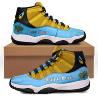 High-top Saint Lucia sneakers with yellow canvas, blue side panels, black accents