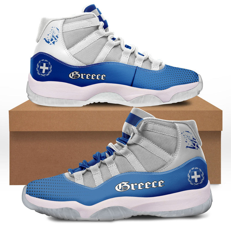 Greece high-top sneakers in white and blue, lace-up with Greece logo on side