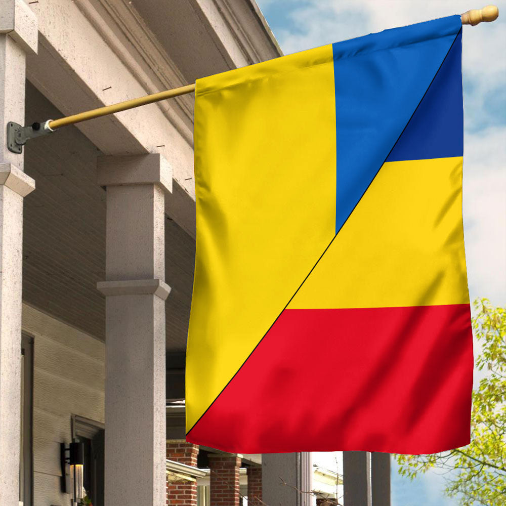 Wonder Print Shop Flag - Romania Flag With Ukraine Flag RLT13 - Wonder Print Shop