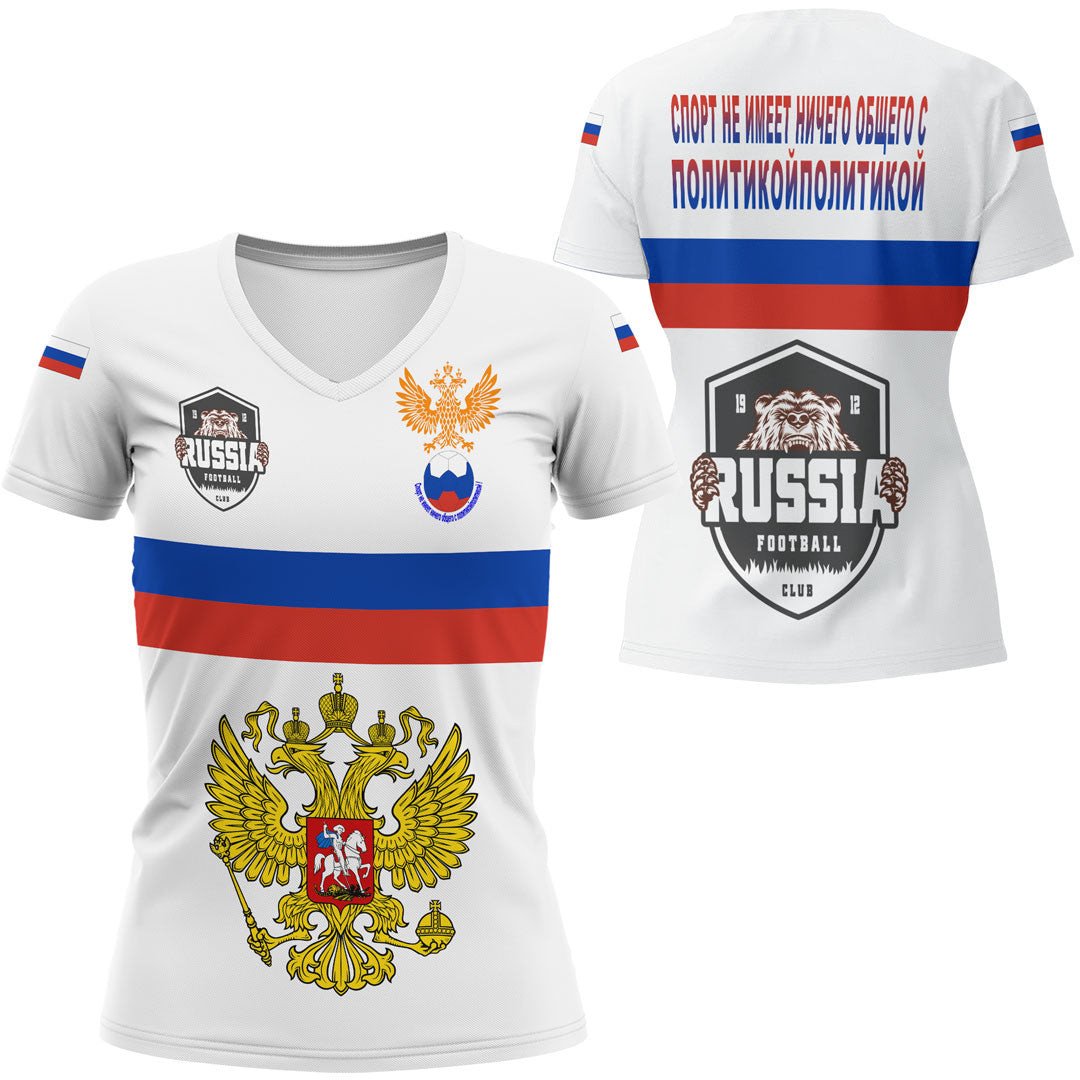 Russia Sport 2022 Rugby V neck T shirt RLT7 - Wonder Print Shop