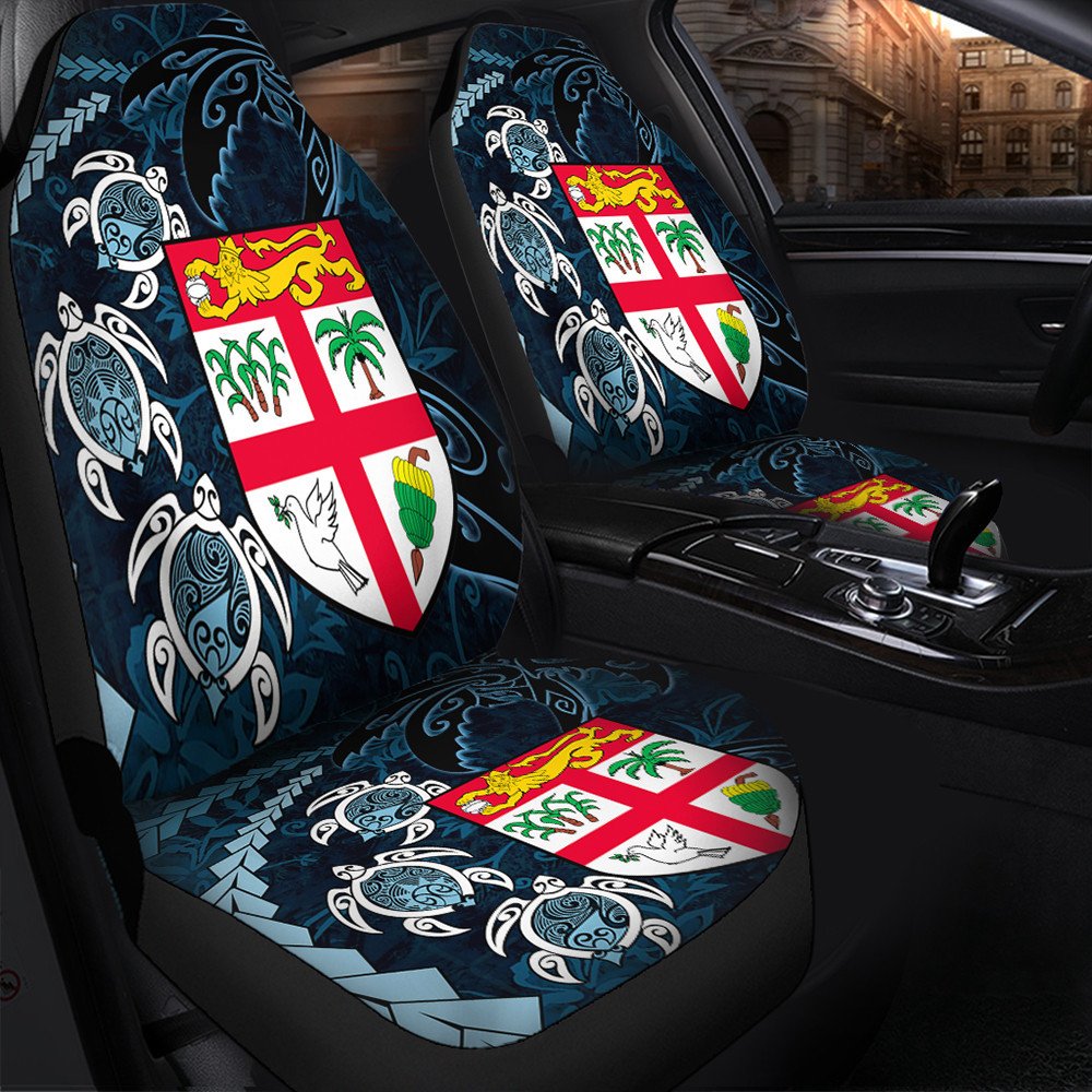 Wonder Print Shop Car Accessories - Fiji Coat of Arms Turtle Palm Tree Car Seat Covers LT10 - Wonder Print Shop