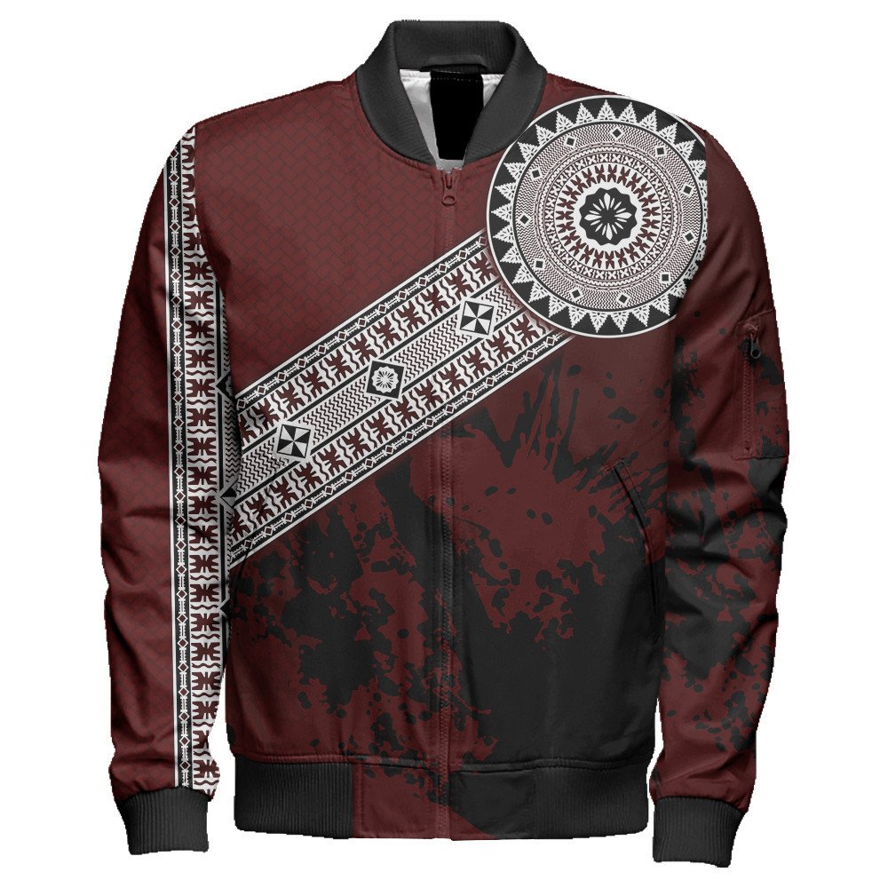 Polynesian Jacket Fiji Masa Paint Style Sleeve Zip Bomber Jacket LT10 - Wonder Print Shop