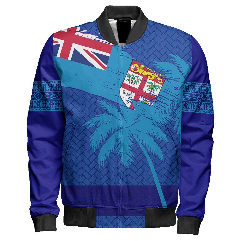 Polynesian Jacket Fiji Palm Tree Coat Of Arms Sleeve Zip Bomber Jacket LT10 - Wonder Print Shop