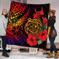 Red, black and orange turtle ocean quilt with hibiscus flowers and quilted stitching