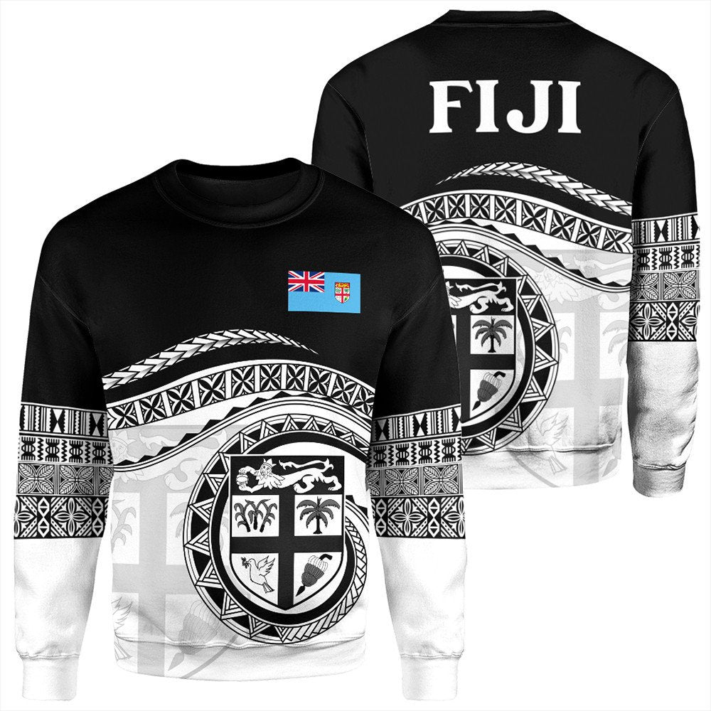 Black unisex sweatshirt set: front crest with Fiji flag patch and back FIJI text