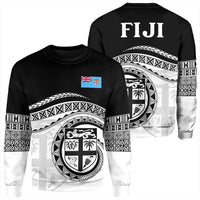 Black unisex sweatshirt set: front crest with Fiji flag patch and back FIJI text