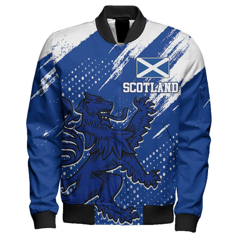 (Custom Text) Scotland Lion Grunge Sleeve Zip Bomber RLT12 - Wonder Print Shop