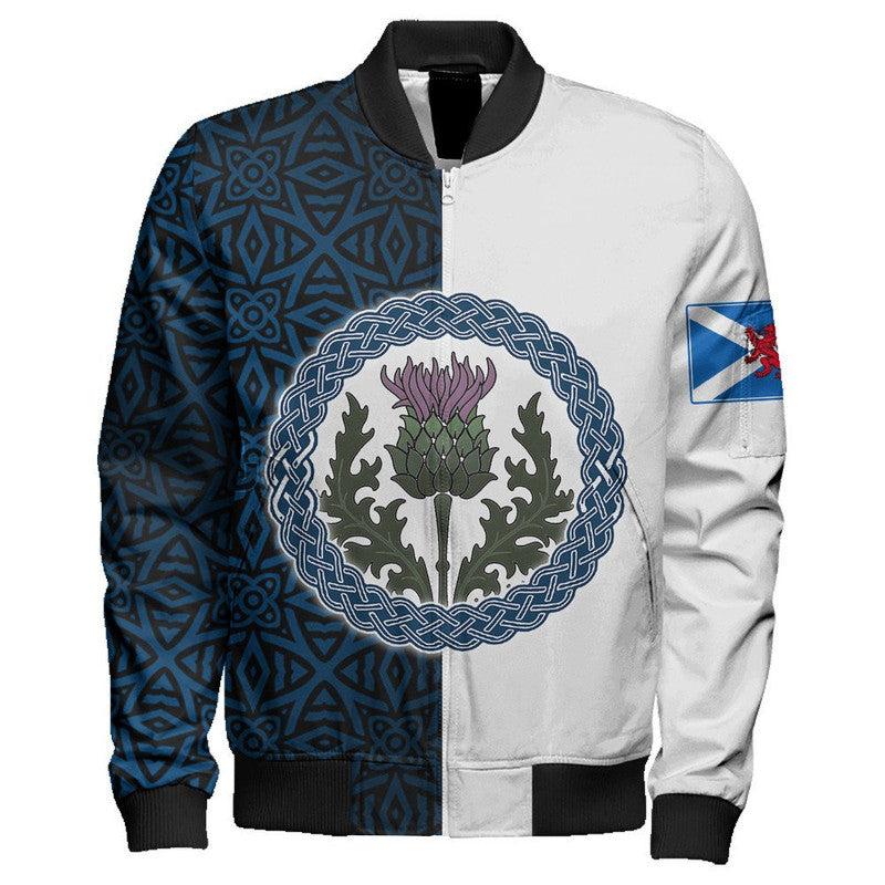 Scotland Half Thistle Celtic Sleeve Zip Bomber Jacket RLT12 - Wonder Print Shop