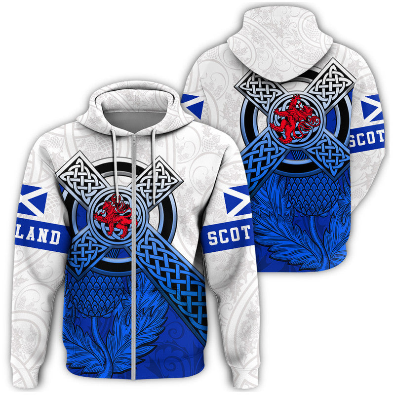 Scotland Pattern Thistle Zip Hoodie RLT12 - Wonder Print Shop