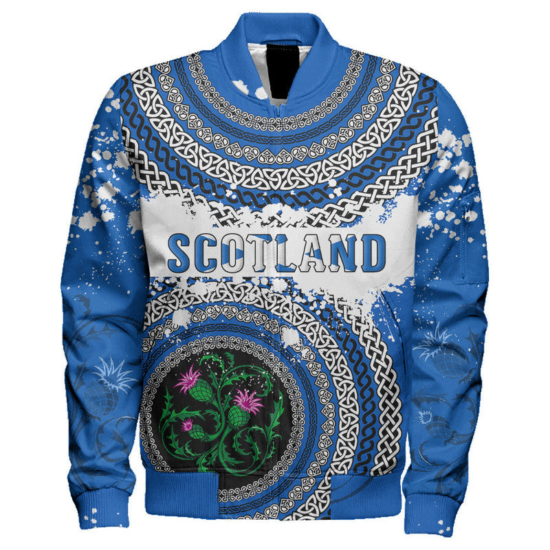 (Custom Text) Scotland Celtic Circle Sleeve Zip Bomber Jacket RLT12 - Wonder Print Shop