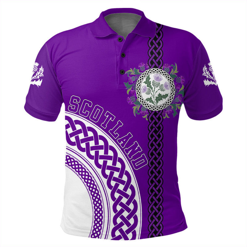 (Custom Text) Scotland Purple Thistle Polo Shirt RLT12 - Wonder Print Shop