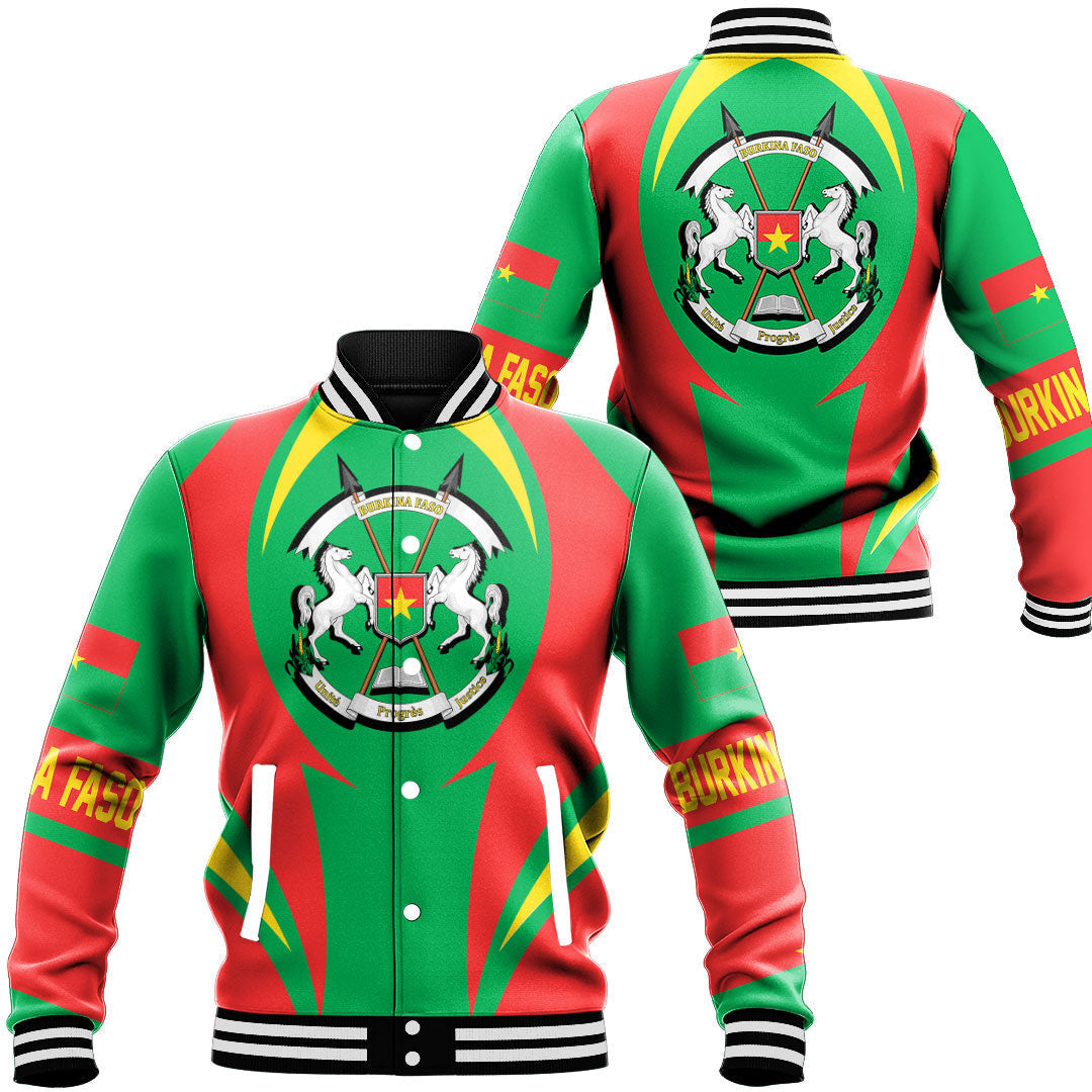 Wonder Print Shop Clothing - Burkina Faso Action Flag Baseball Jacket RLT7 - Wonder Print Shop