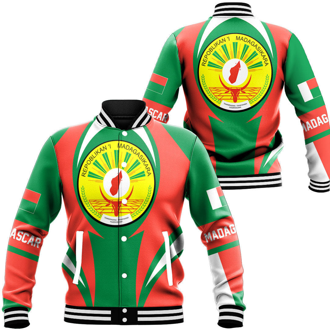 Wonder Print Shop Clothing - Madagascar Action Flag Baseball Jacket RLT7 - Wonder Print Shop