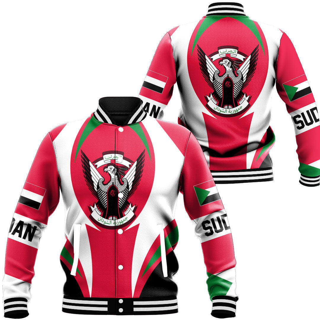 Wonder Print Shop Clothing - Sudan Action Flag Baseball Jacket RLT7 - Wonder Print Shop