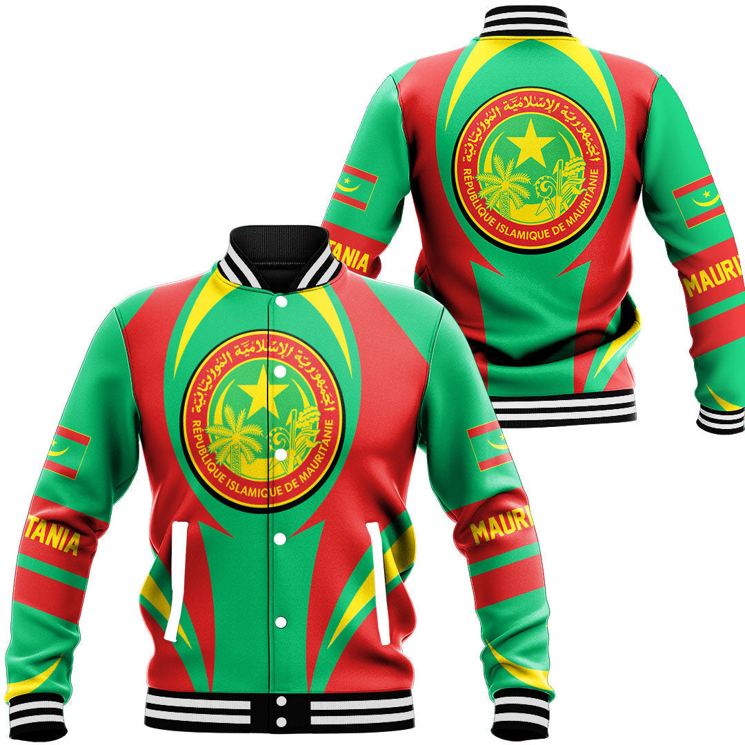 Wonder Print Shop Clothing - Mauritania Action Flag Baseball Jacket RLT7 - Wonder Print Shop