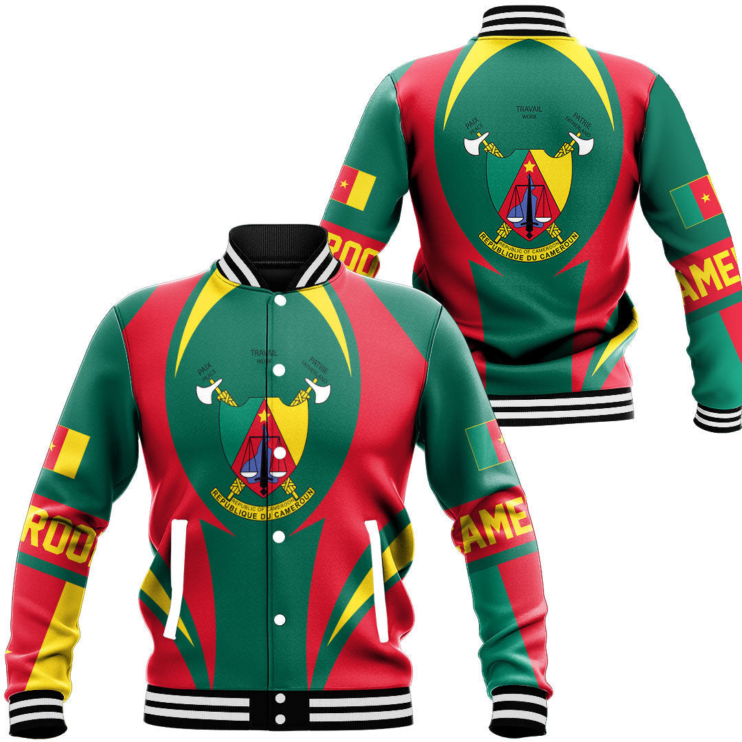 Wonder Print Shop Clothing - Cameroon Action Flag Baseball Jacket RLT7 - Wonder Print Shop